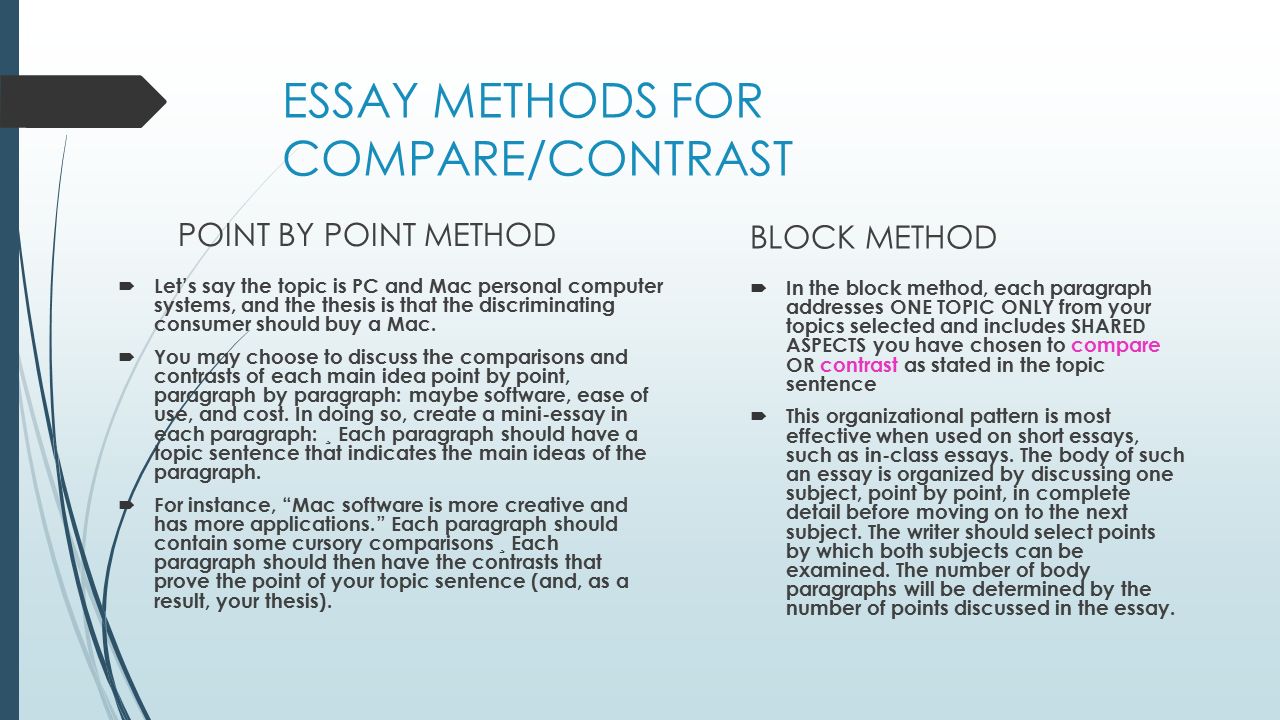 Define compare and contrast essay